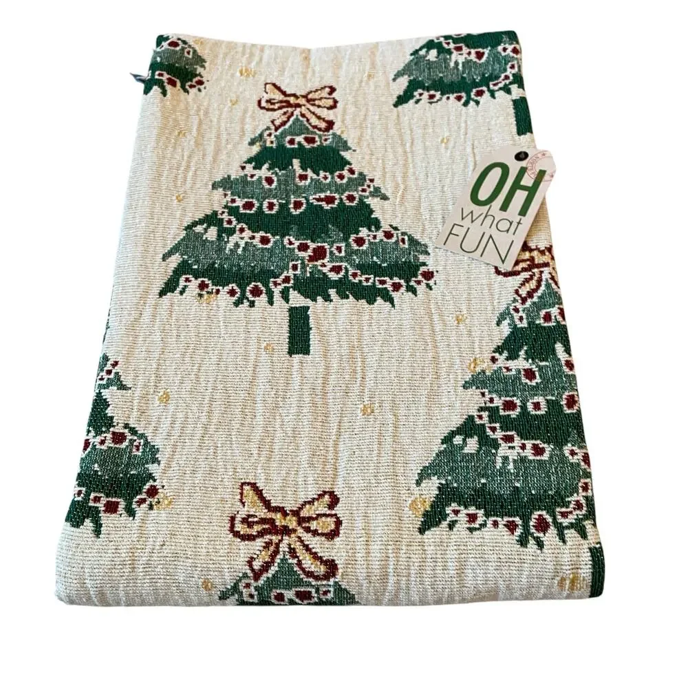 Queenwest Jacquard Throw 50x70 Christmas Tree Holiday Blanket with Fringe New
